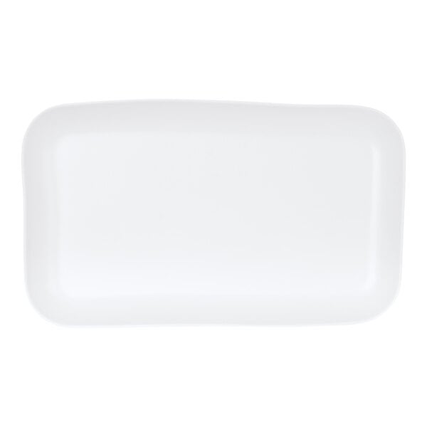 A large white rectangular melamine platter.