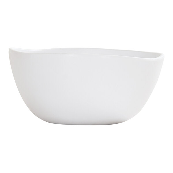 A white melamine soup bowl with a smooth, slightly curved design.