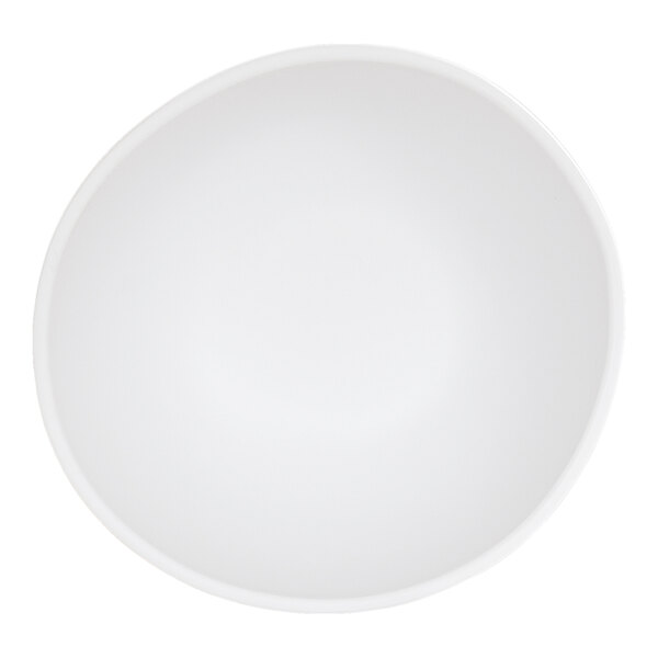A plain white melamine soup bowl.