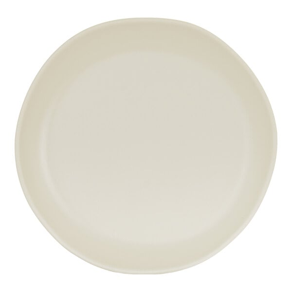 A round ivory melamine plate.