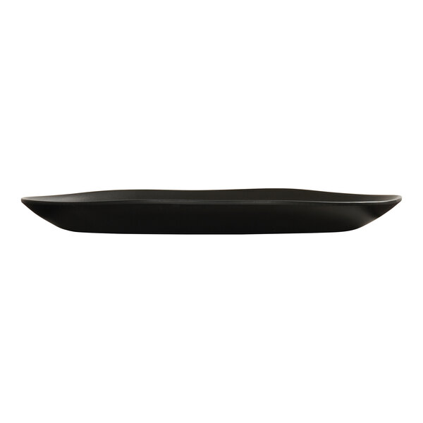 A black oval melamine platter.