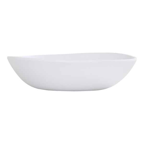 A white melamine pasta bowl with a coupe design.