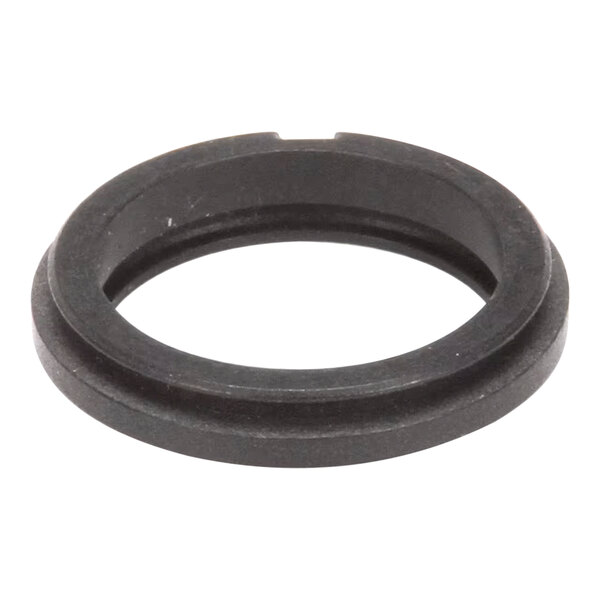 A black circular rubber tube guide.