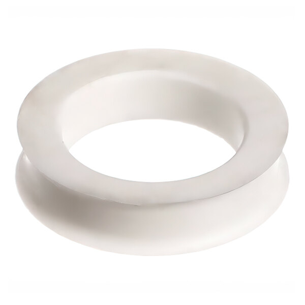 A white plastic ring with a hole in it.