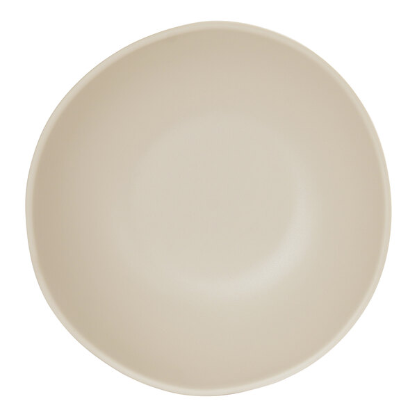 A round, ivory-colored melamine pasta bowl.