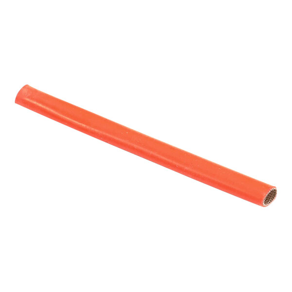 A long orange plastic tube with a white background.