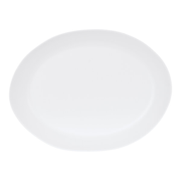 A white oval melamine platter.