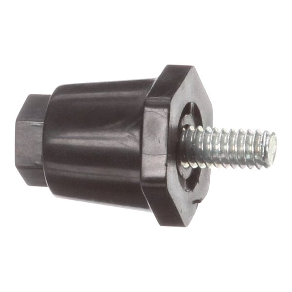 A black plastic screw with a screw in it.