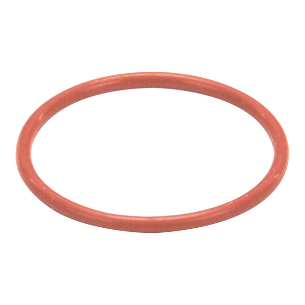 An orange rubber o-ring with a red stripe on a white background.