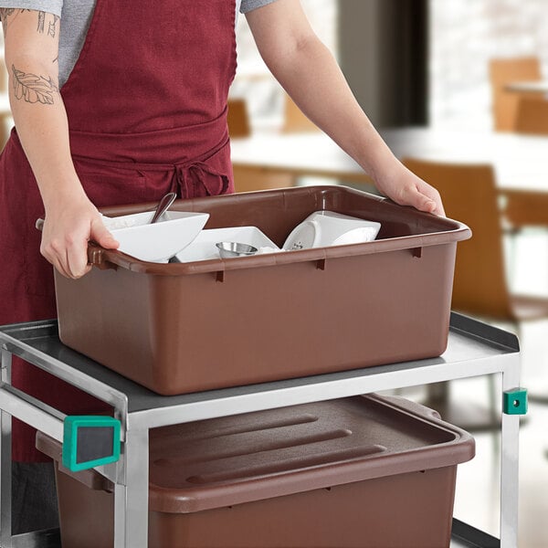 Choice 20" x 15" x 7" Brown Polypropylene Bus Tub / Food Storage Box