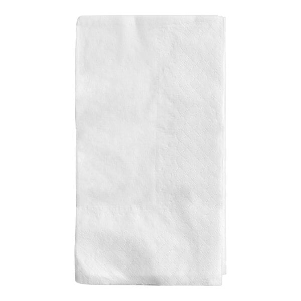 A white 1-ply dinner napkin.
