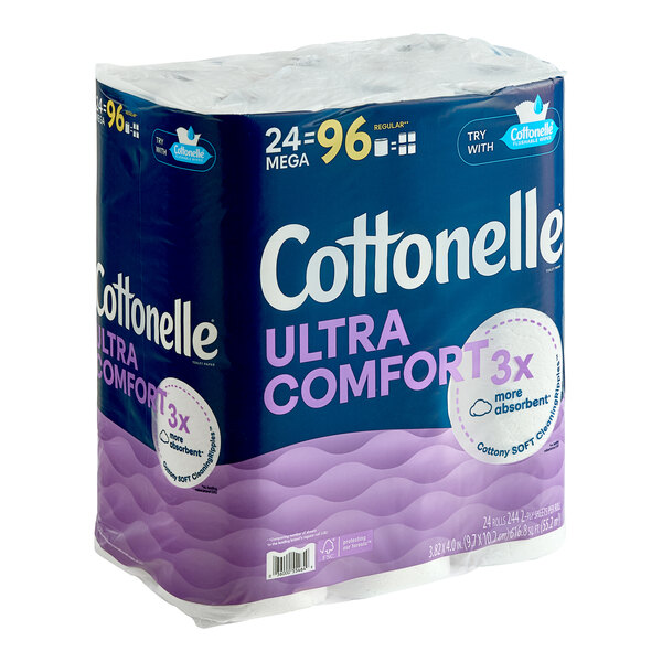 A Cottonelle Ultra Comfort mega toilet tissue roll.