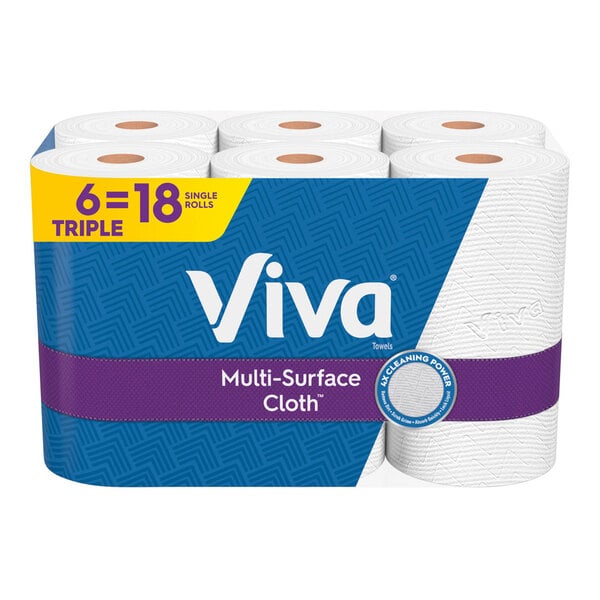 A case of 24 white Viva Multi-Surface Cloth paper towel rolls.