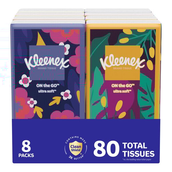 A group of Kleenex Ultra Soft 3-ply pocket packs.