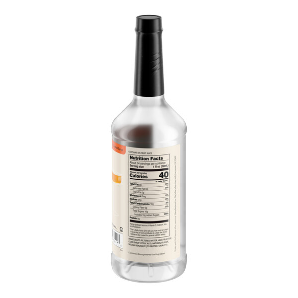 A 1-liter bottle of Hometown Provisions Triple Sec Syrup with a black cap and nutrition facts label.