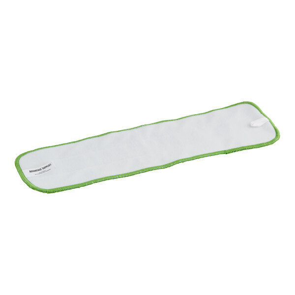 An Advantage Supplies green microfiber mop pad with green trim.