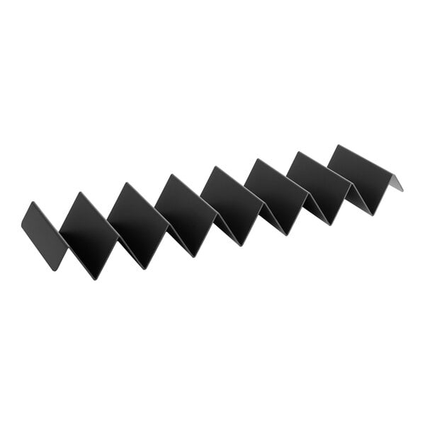 A black, seven-pleat hardcoated fry bag ribbon designed for organizing or dispensing fry bags.