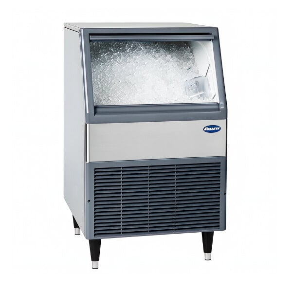 A Follett Maestro Plus undercounter ice machine with clear ice inside.