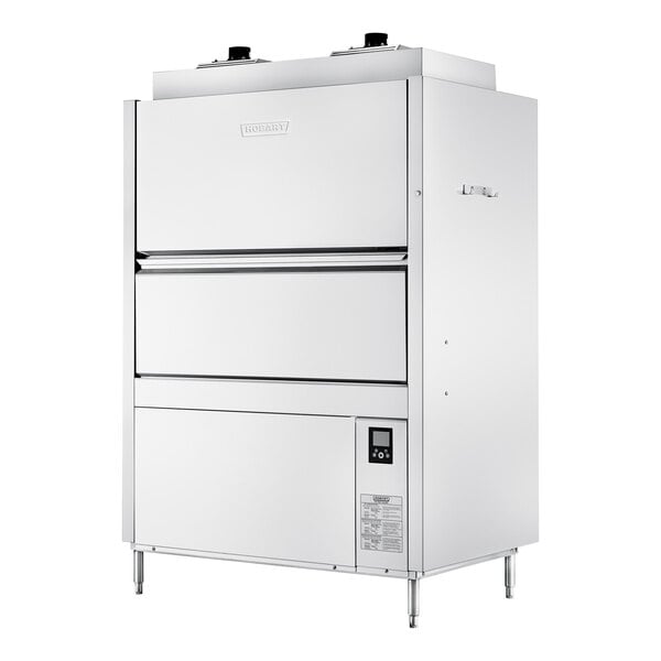 A commercial high-temperature ventless split-door pot, pan, and utensil washer with a 20-pan capacity.