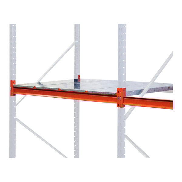 A metal bulk rack add-on shelving level with orange beams and steel decking.