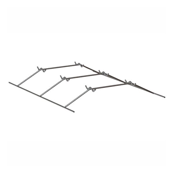 A metal utensil rack with metal rods.