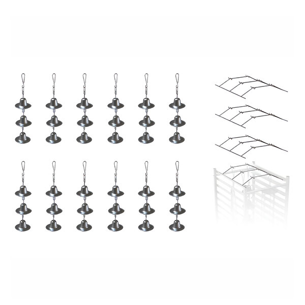 A group of Wood Stone metal rods with hooks.