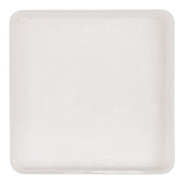 A white square Cal-Mil resin bowl with a cloud design.