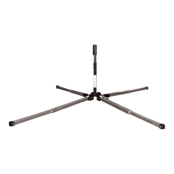 A Cortina Quadraflex roll-up sign stand with a metal base and two legs.
