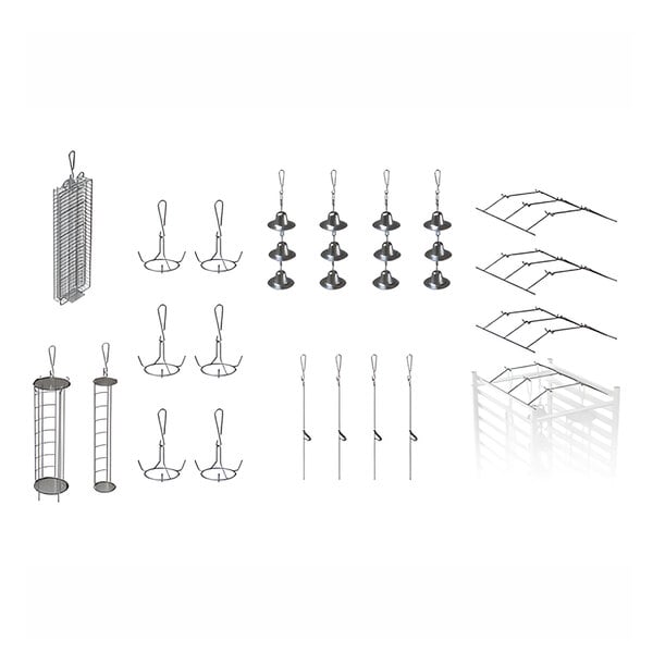 A metal frame and hooks for a Wood Stone Whatcom gas rotisserie.