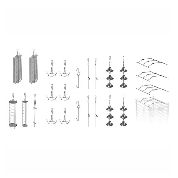 A group of metal hooks and other accessories for a Wood Stone Whatcom Gas Vertical Rotisserie.