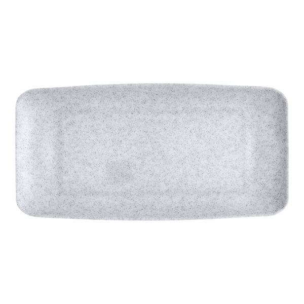 A light gray rectangular melamine platter.