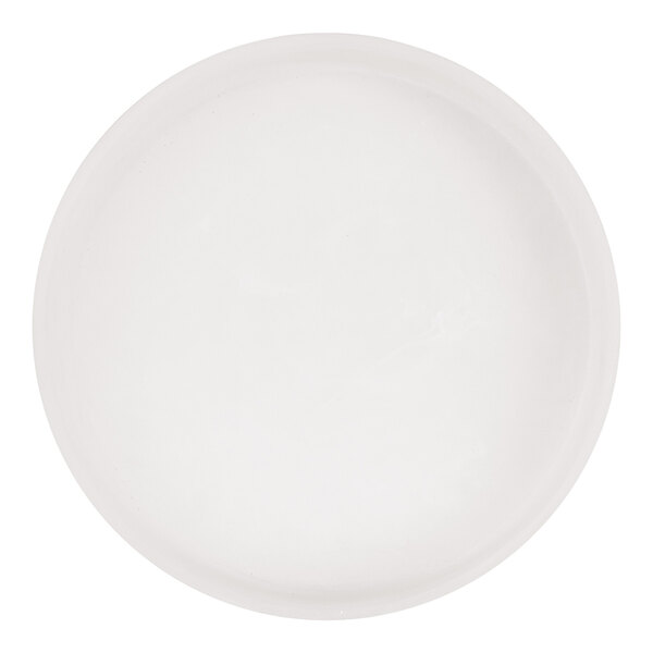 A white round resin bowl with a circular rim.