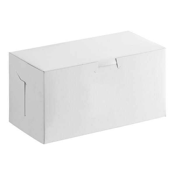A Baker's Lane white cake box with a lid.