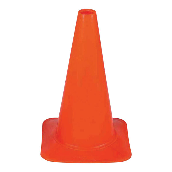 An orange 18-inch sport cone with a square base.