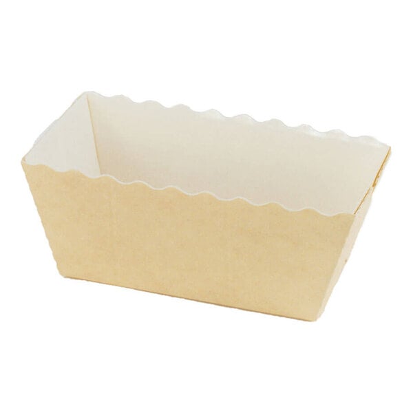 A white paper container with wavy edges.