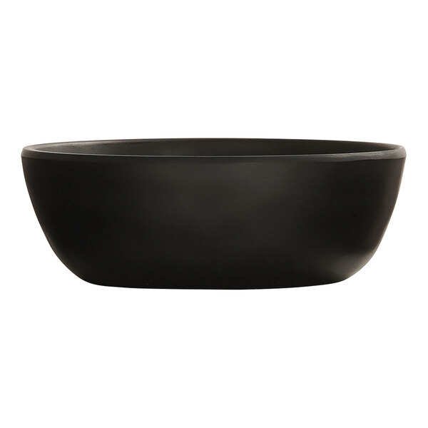 A Cal-Mil matte black melamine soup bowl on a white background.