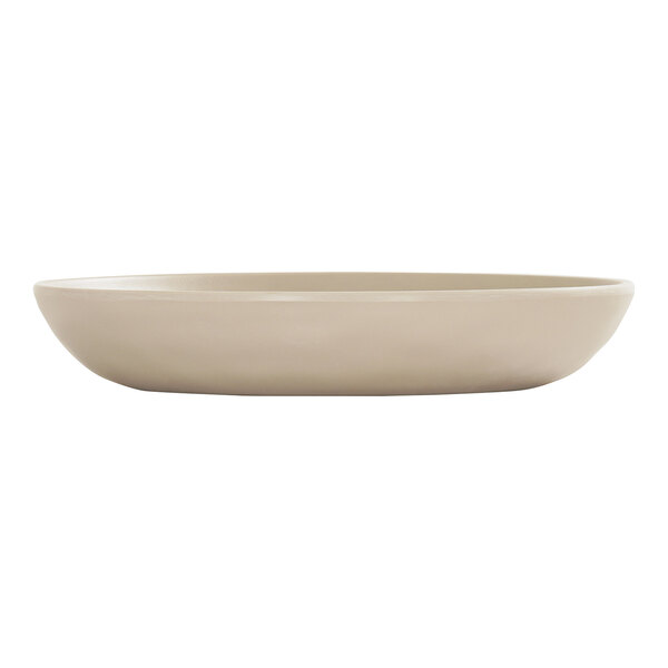 A matte taupe Cal-Mil melamine pasta bowl.