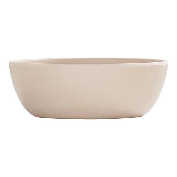 A matte taupe Cal-Mil melamine bowl on a white background.