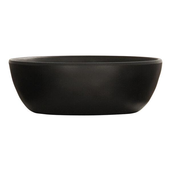 A matte black Cal-Mil melamine soup bowl.