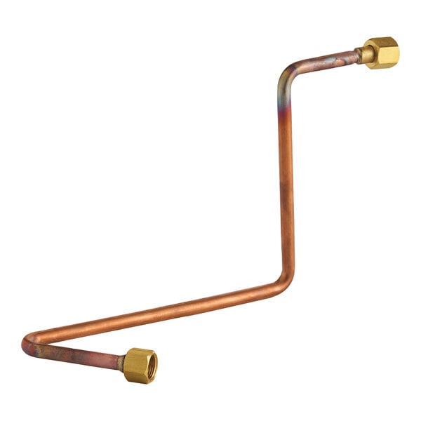A copper tube with a brass hexagon fitting on one end.