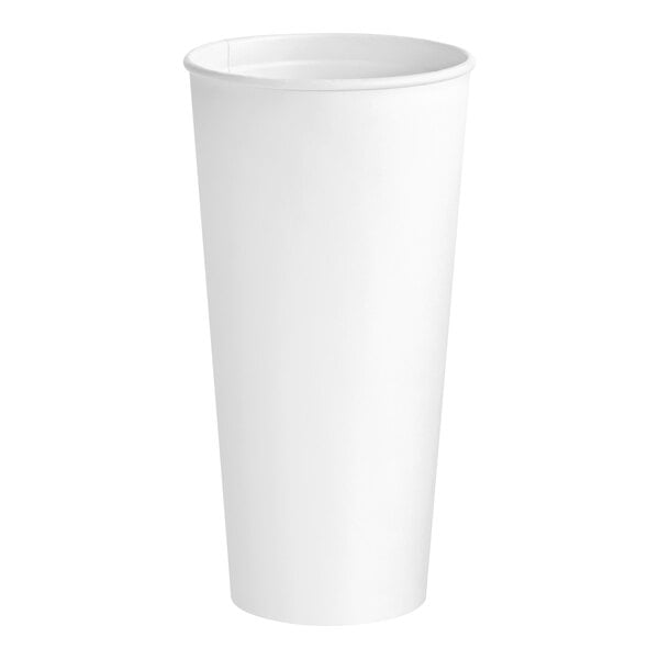 A white 24 oz. double wall insulated paper hot cup.