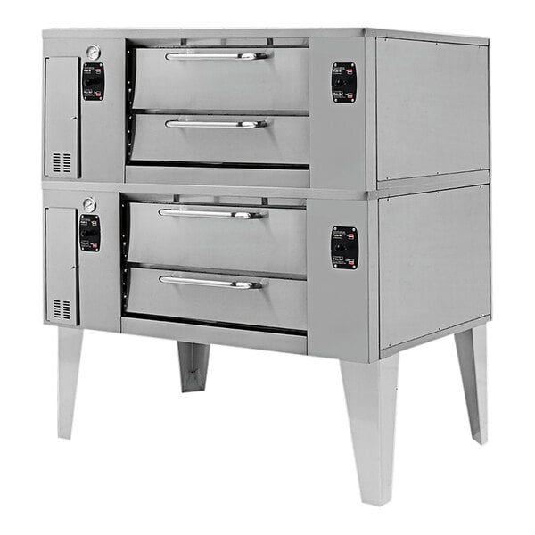 A Pegasus double-deck pizza oven with two drawers on each side.