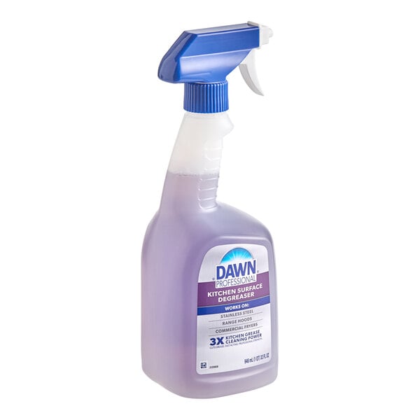 A 32-ounce spray bottle of Dawn Professional kitchen surface degreaser with a blue trigger nozzle.