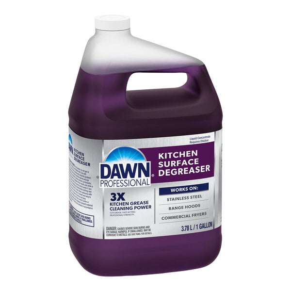 A 1-gallon container of Dawn Professional kitchen surface degreaser.