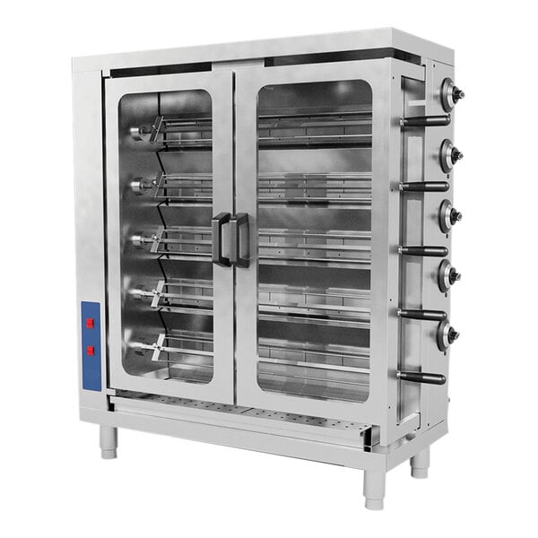 A large metal Pegasus rotisserie oven with two doors.