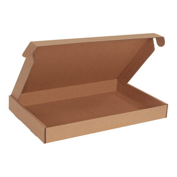 A brown Lavex cardboard mailer box with an open lid.
