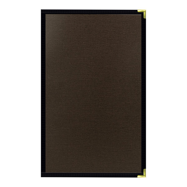 A close-up of a black rectangular H. Risch, Inc. menu cover.