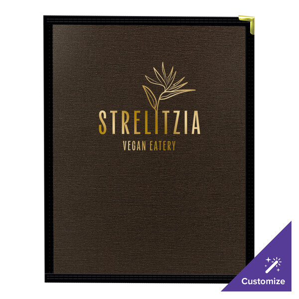 A brown H. Risch, Inc. Linen menu cover with the title "Stellitia Veg" on the front.