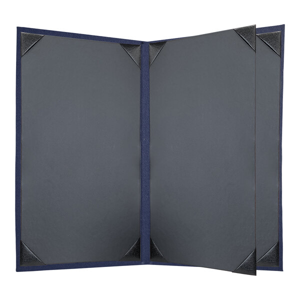 A black H. Risch, Inc. customizable menu cover with album style corners.