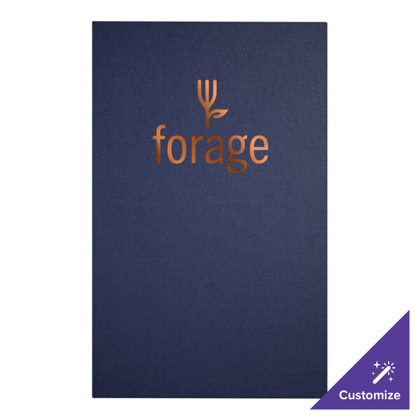 A blue H. Risch, Inc. menu cover with gold text on the front.